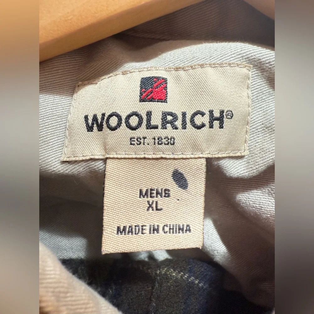 Woolrich mens dark loden green wool plaid flannel shirt XL